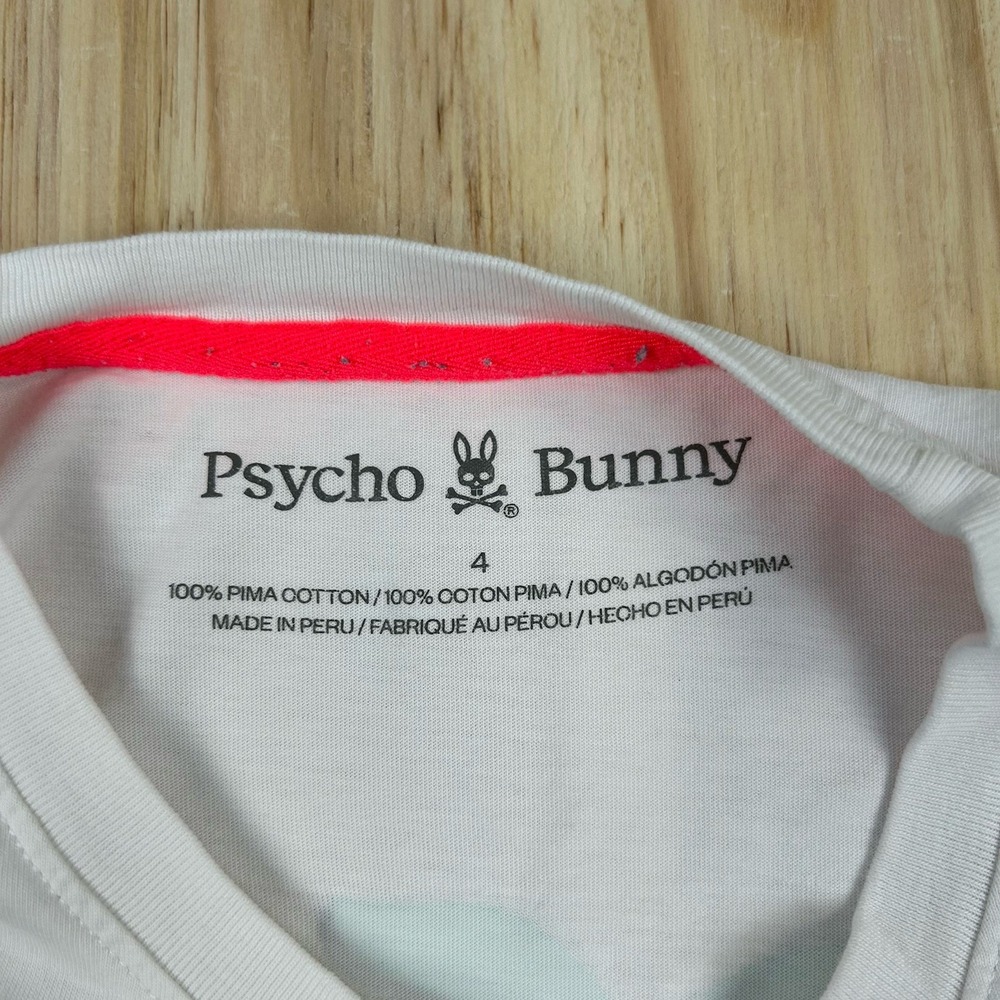 Psycho Bunny Women's White Beach Short Sleeve Graphic T-Shirt Size 4 Small - Picture 4 of 8